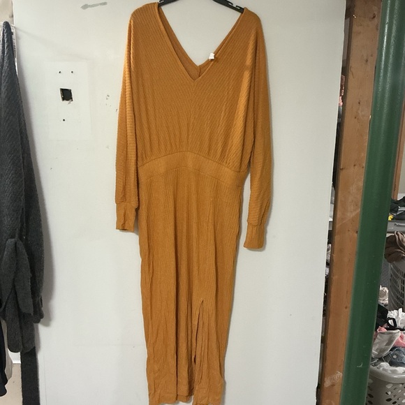 Anthropologie Mustard Long Sleeve Dress - Picture 2 of 4